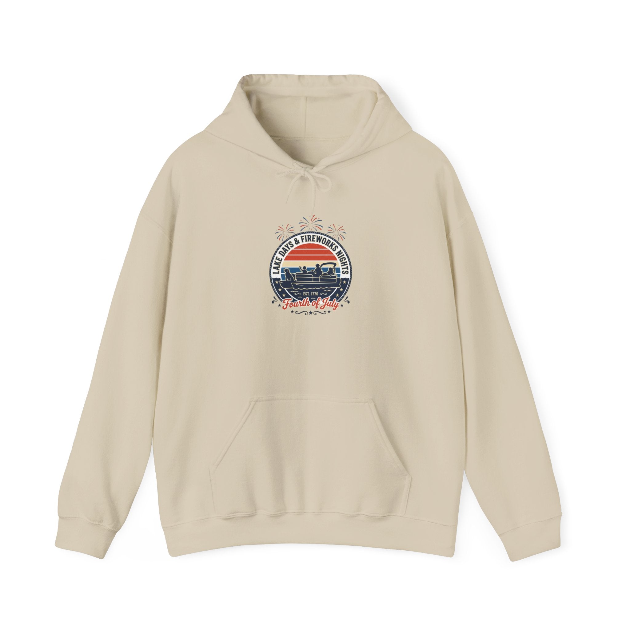 Retro Americana Sunset Hoodie | 4th of July, Vintage Distressed Patriotic Palette