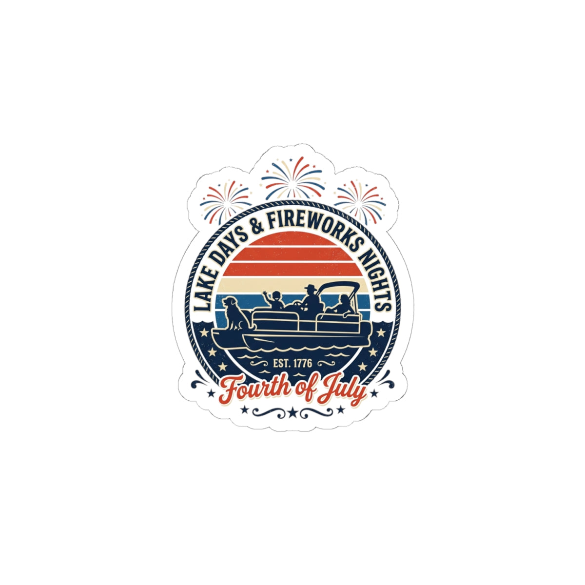 Lake Days & Fireworks Sticker | Americana Retro Fourth of July