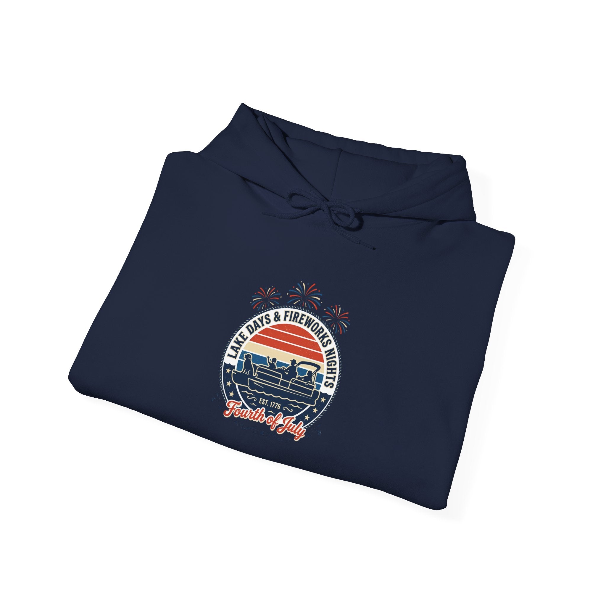 Retro Americana Sunset Hoodie | 4th of July, Vintage Distressed Patriotic Palette