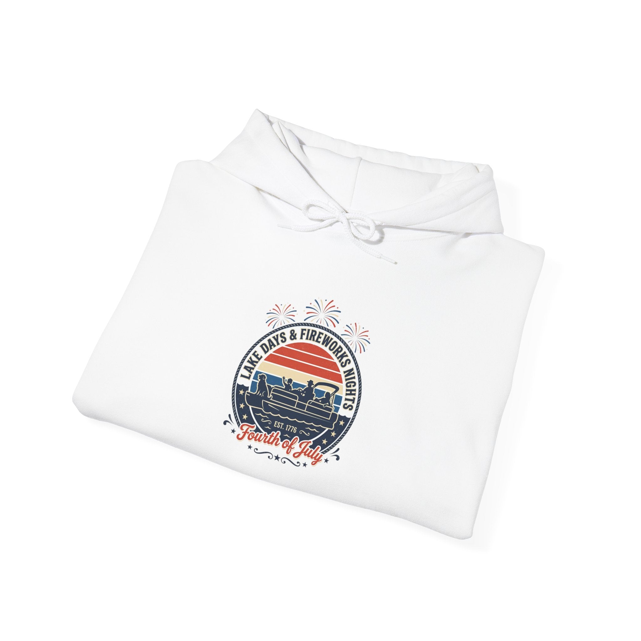 Retro Americana Sunset Hoodie | 4th of July, Vintage Distressed Patriotic Palette