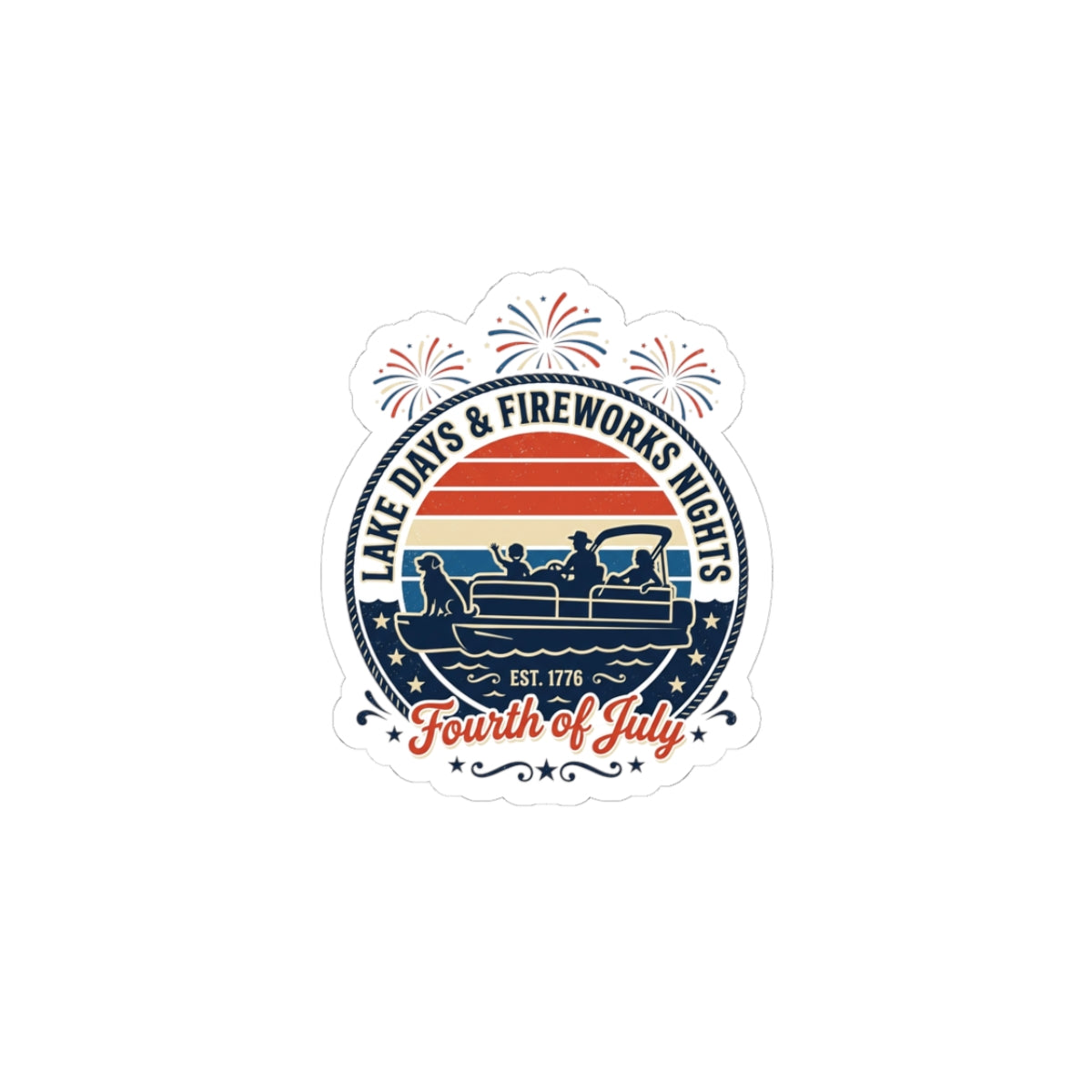 Lake Days & Fireworks Sticker | Americana Retro Fourth of July