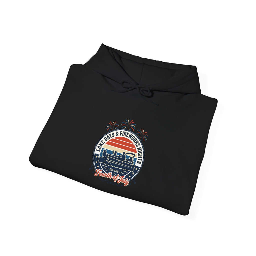 Retro Americana Sunset Hoodie | 4th of July, Vintage Distressed Patriotic Palette