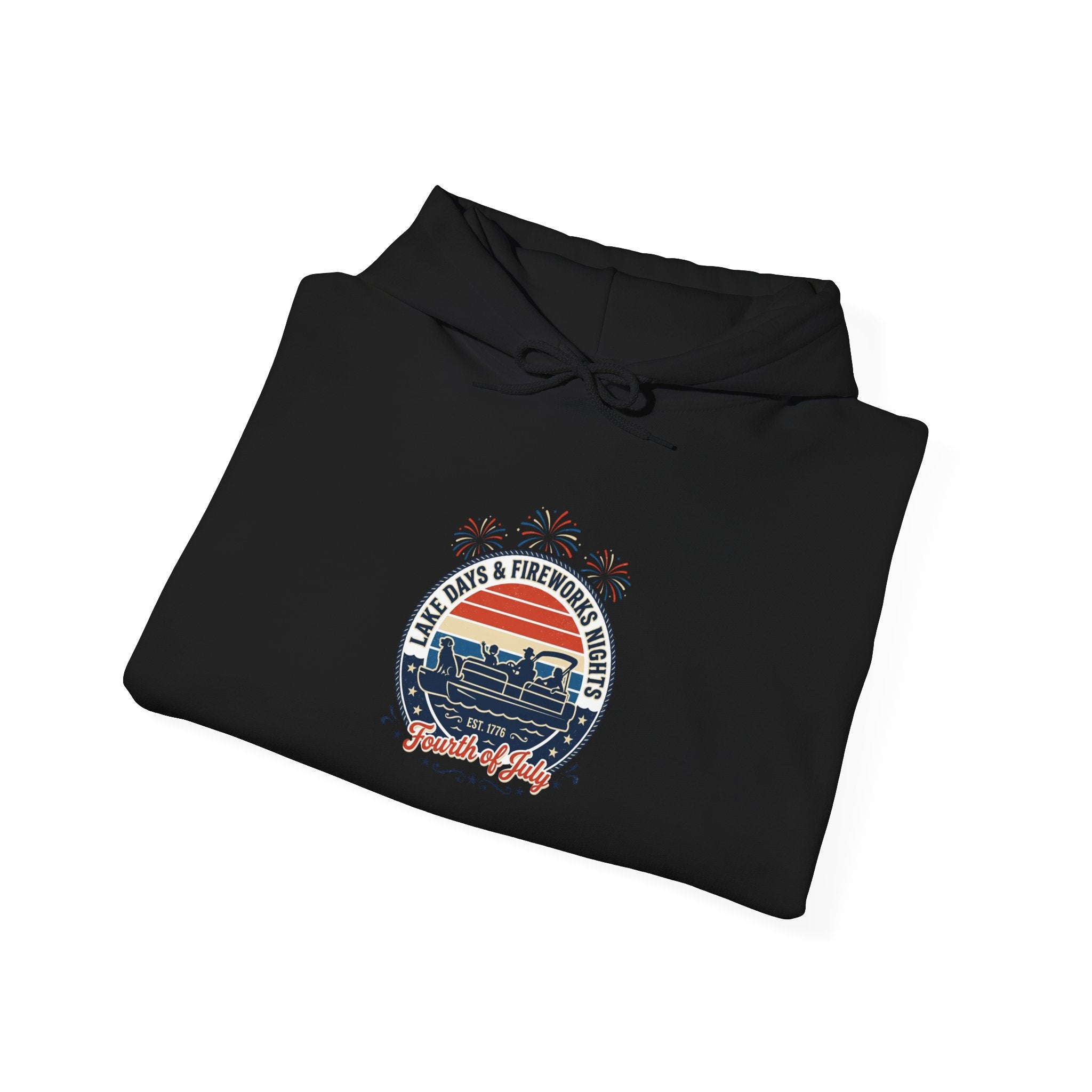 Retro Americana Sunset Hoodie | 4th of July, Vintage Distressed Patriotic Palette