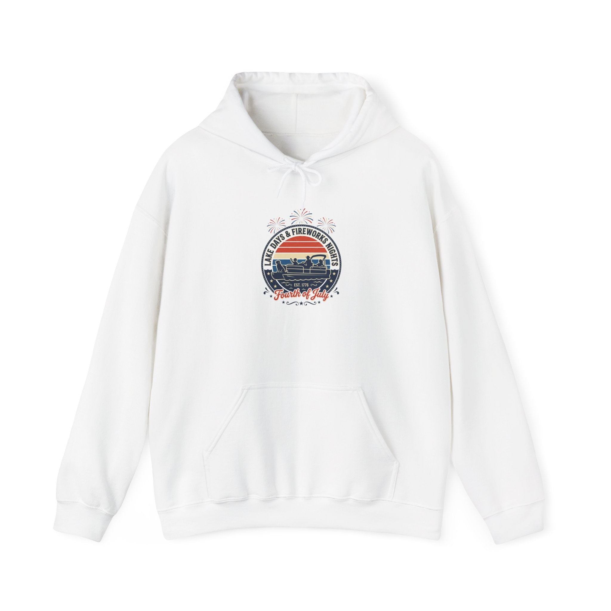 Retro Americana Sunset Hoodie | 4th of July, Vintage Distressed Patriotic Palette