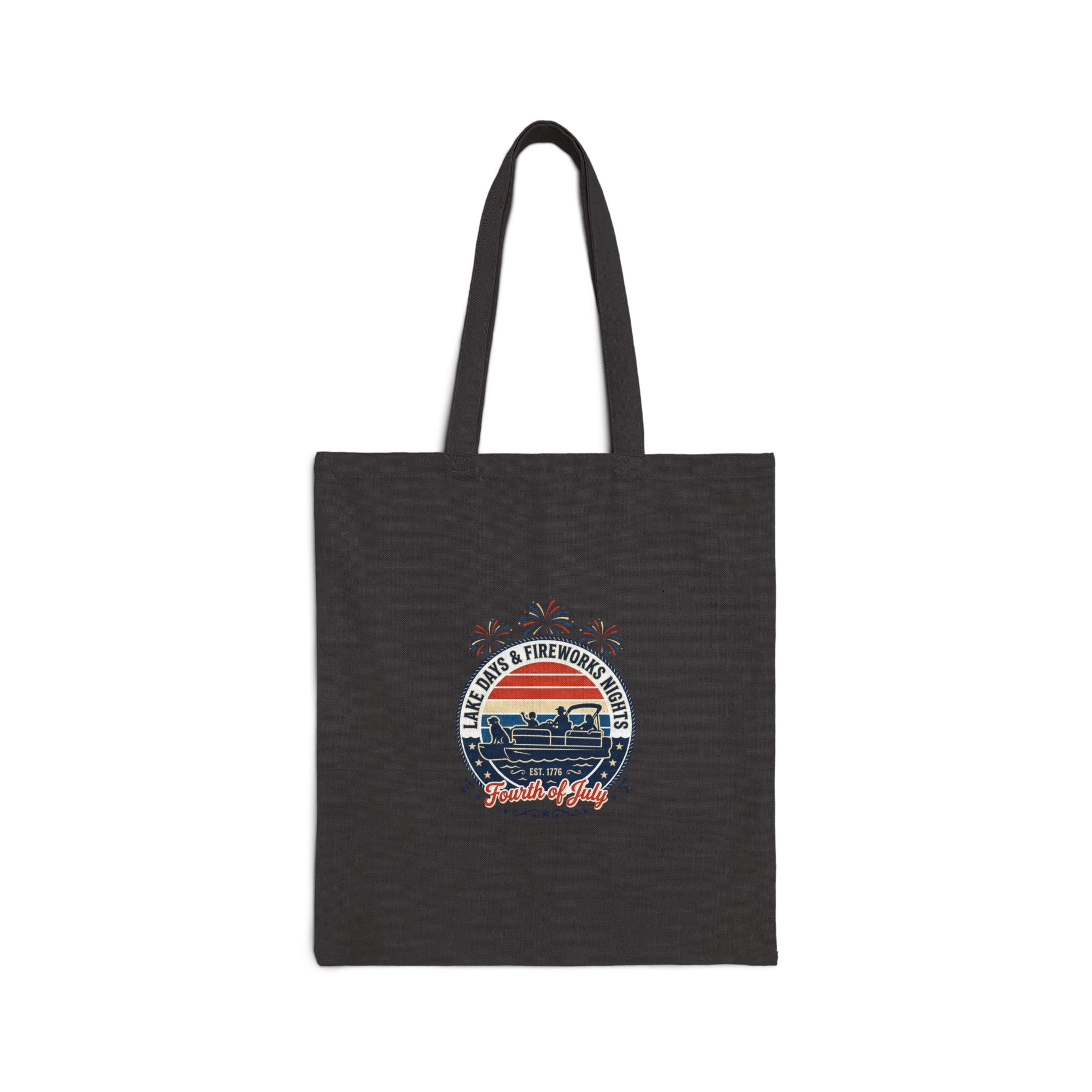 Retro Americana Sunset Tote, Cotton Canvas Tote Bag | 4th of July, Vintage Patriotic Palette