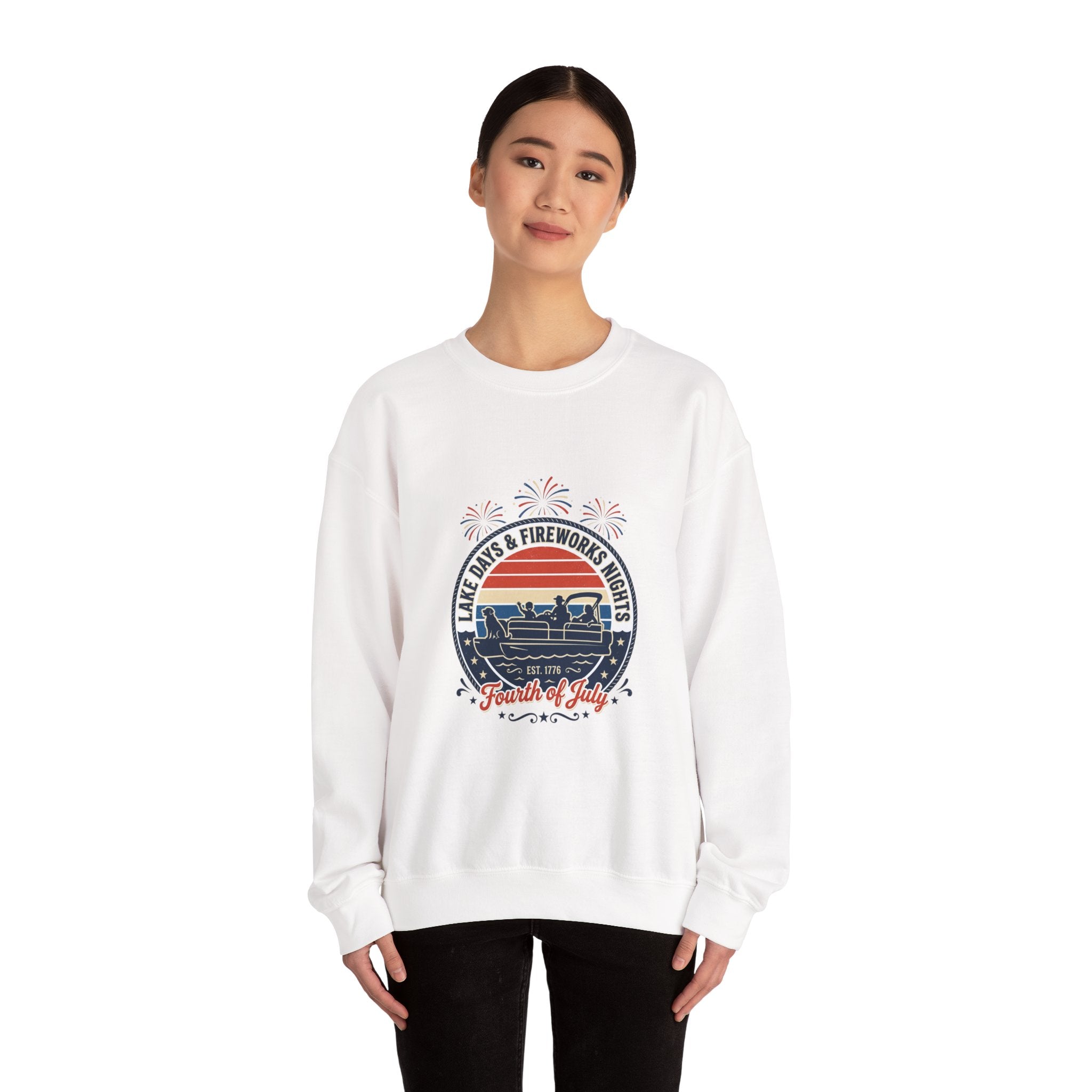 Lakeside Fireworks Retro Crewneck Sweatshirt | Americana, Vintage Distressed