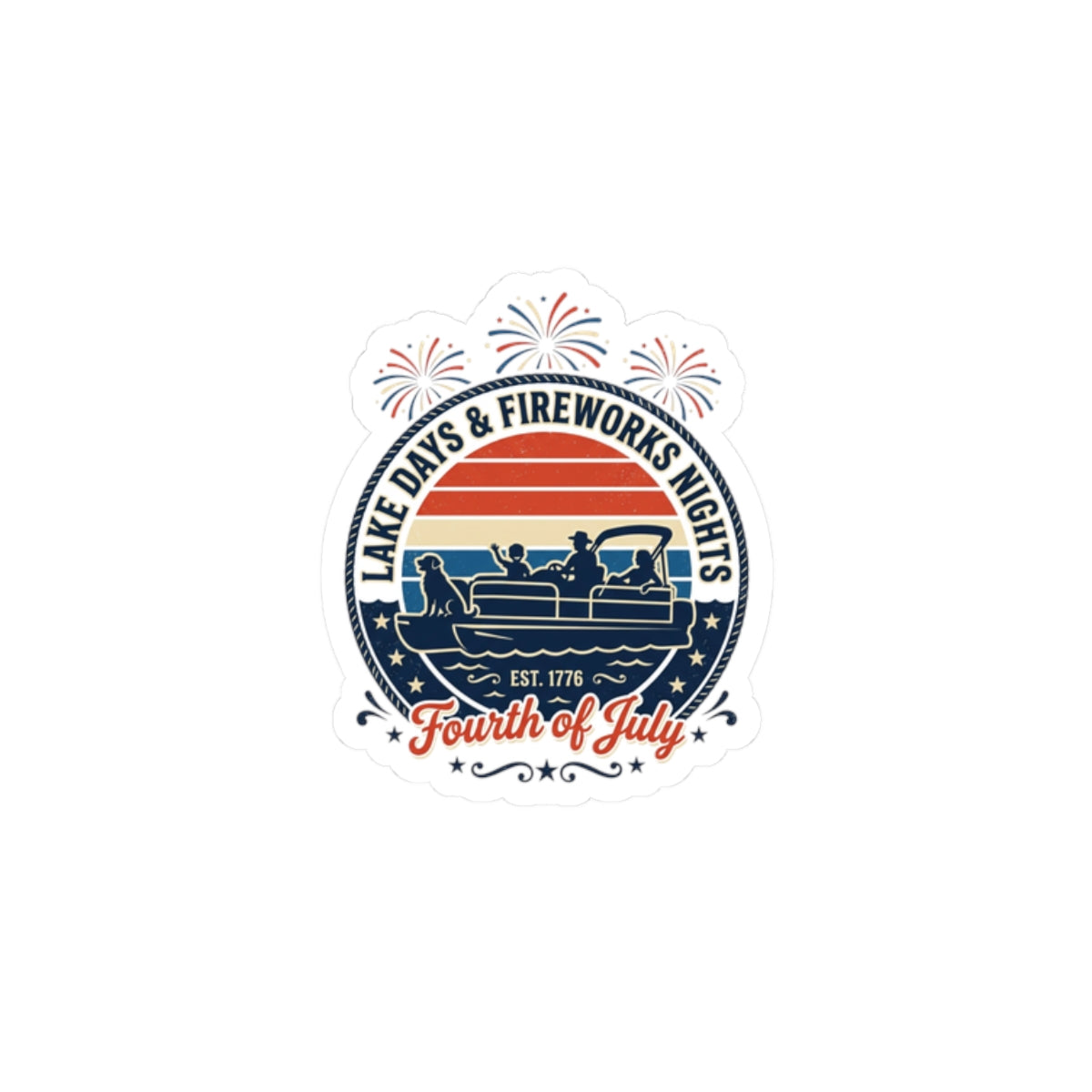 Lake Days & Fireworks Sticker | Americana Retro Fourth of July