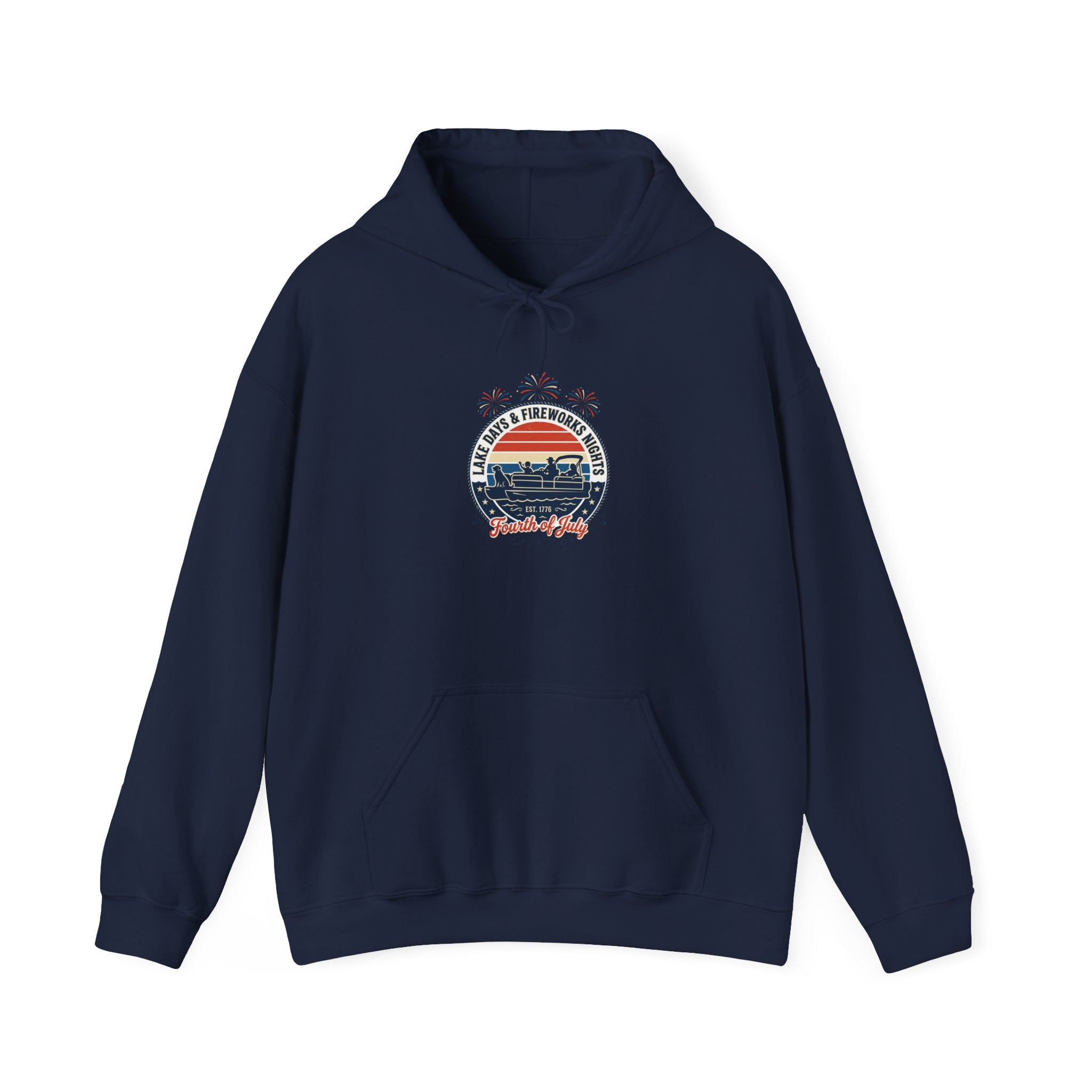 Retro Americana Sunset Hoodie | 4th of July, Vintage Distressed Patriotic Palette