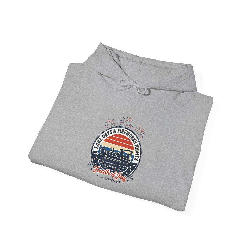 Retro Americana Sunset Hoodie | 4th of July, Vintage Distressed Patriotic Palette