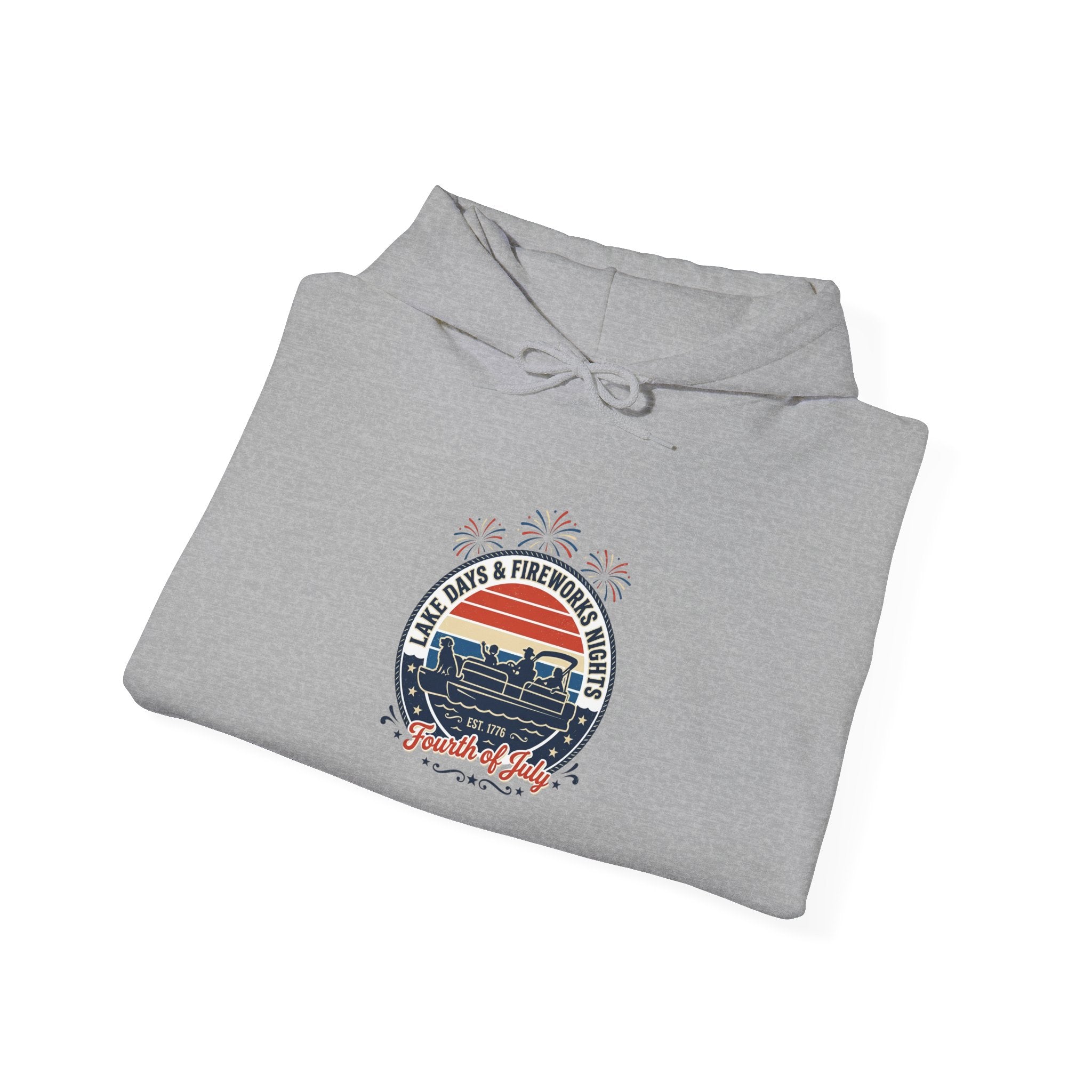 Retro Americana Sunset Hoodie | 4th of July, Vintage Distressed Patriotic Palette