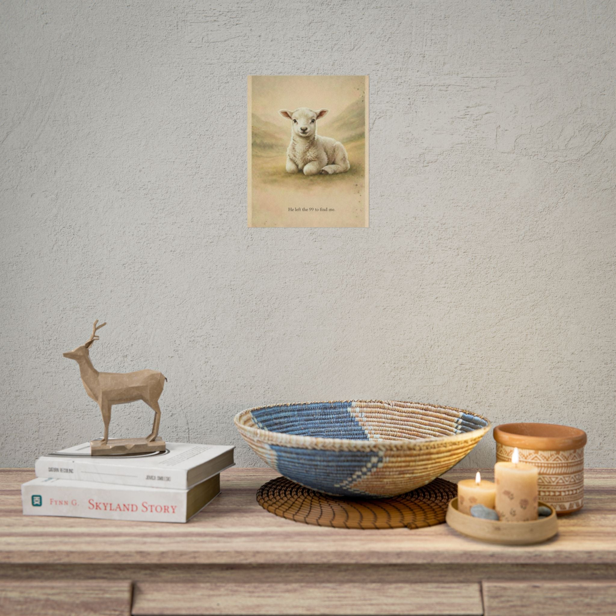 Rolled Poster — Lamb Print "He left the 99 to find me" | Nursery Wall Art, Christian Gift