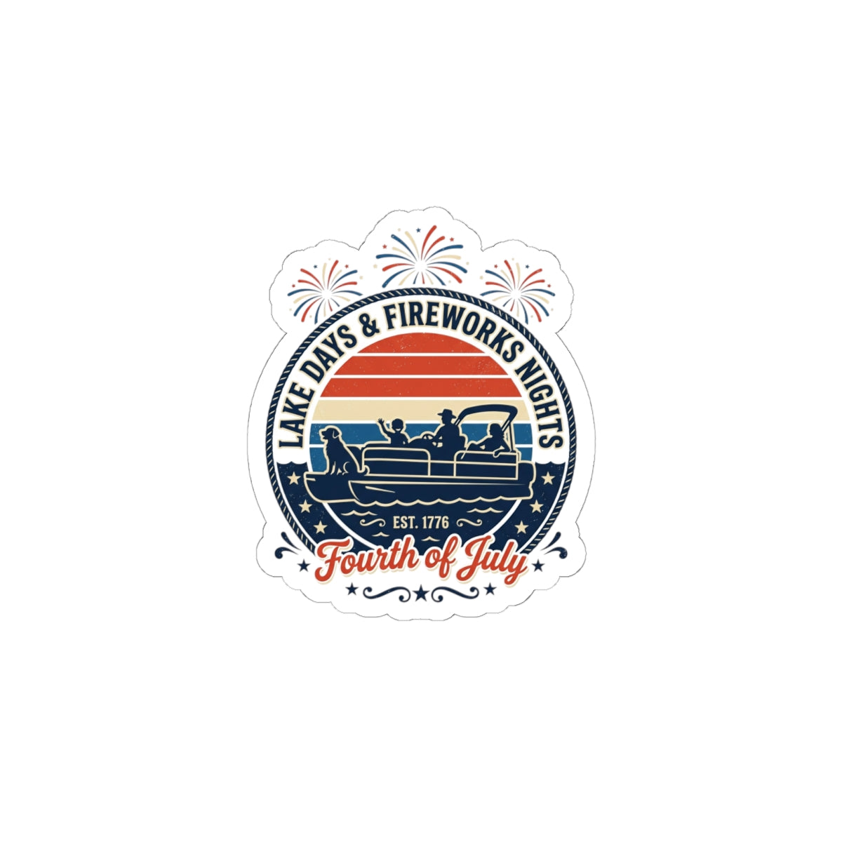Lake Days & Fireworks Sticker | Americana Retro Fourth of July