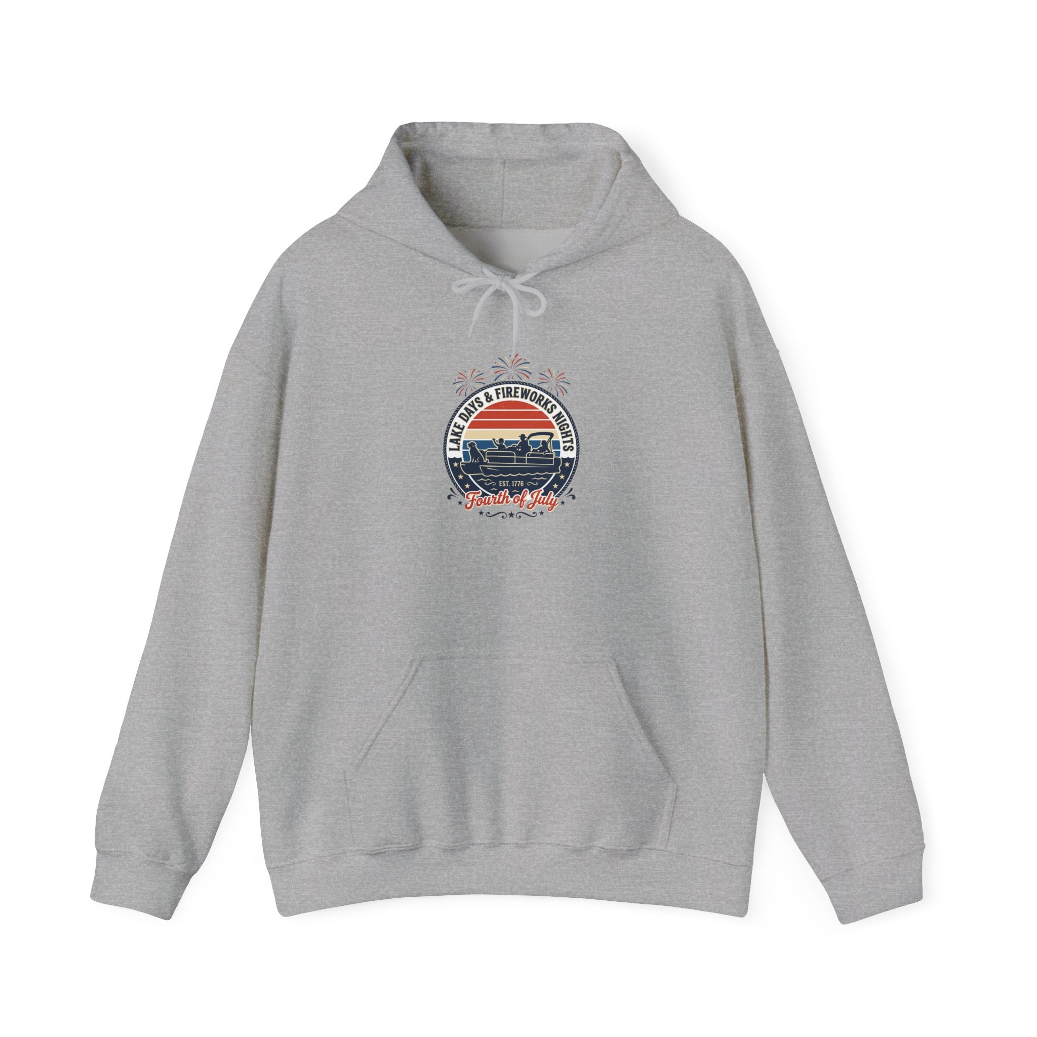 Retro Americana Sunset Hoodie | 4th of July, Vintage Distressed Patriotic Palette
