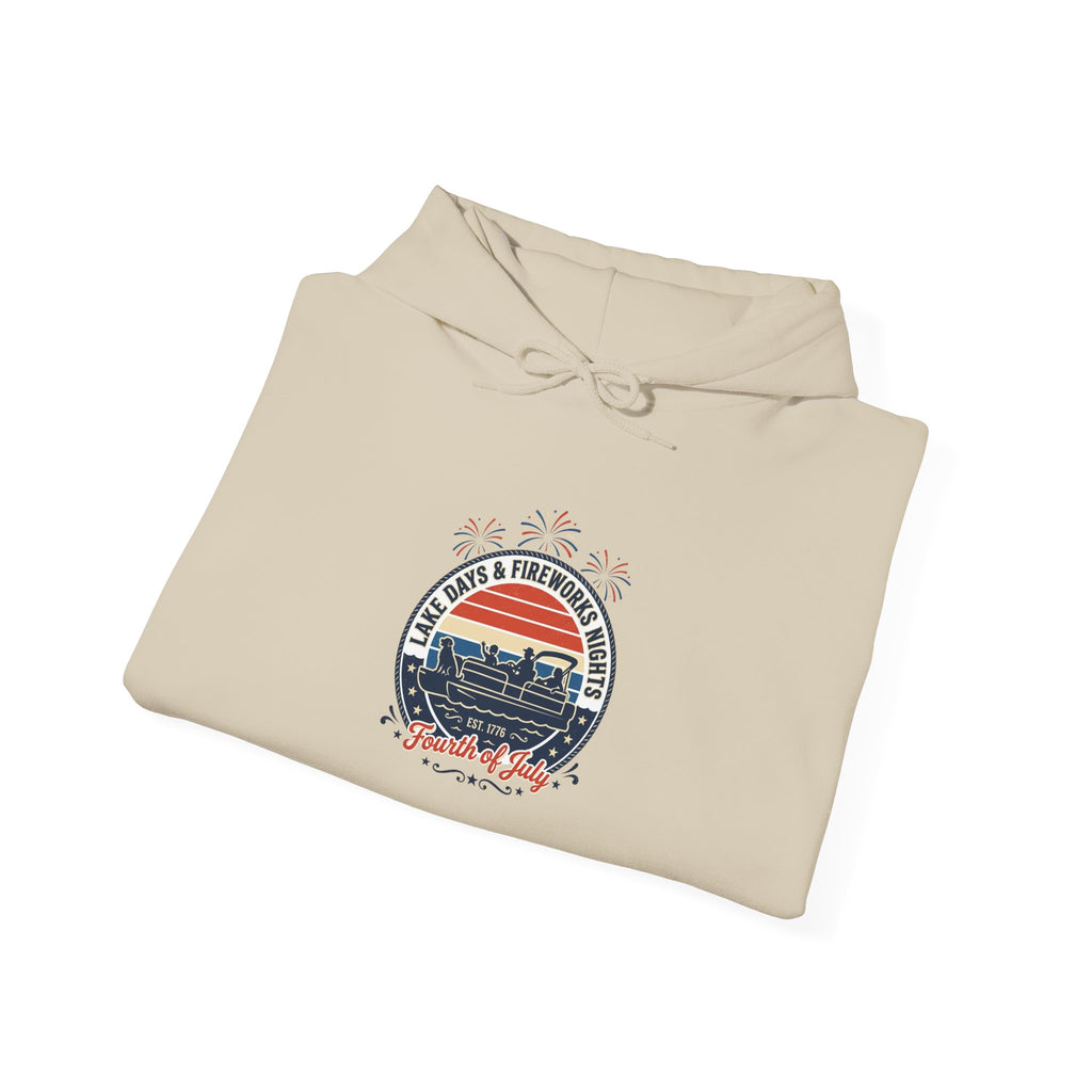 Retro Americana Sunset Hoodie | 4th of July, Vintage Distressed Patriotic Palette