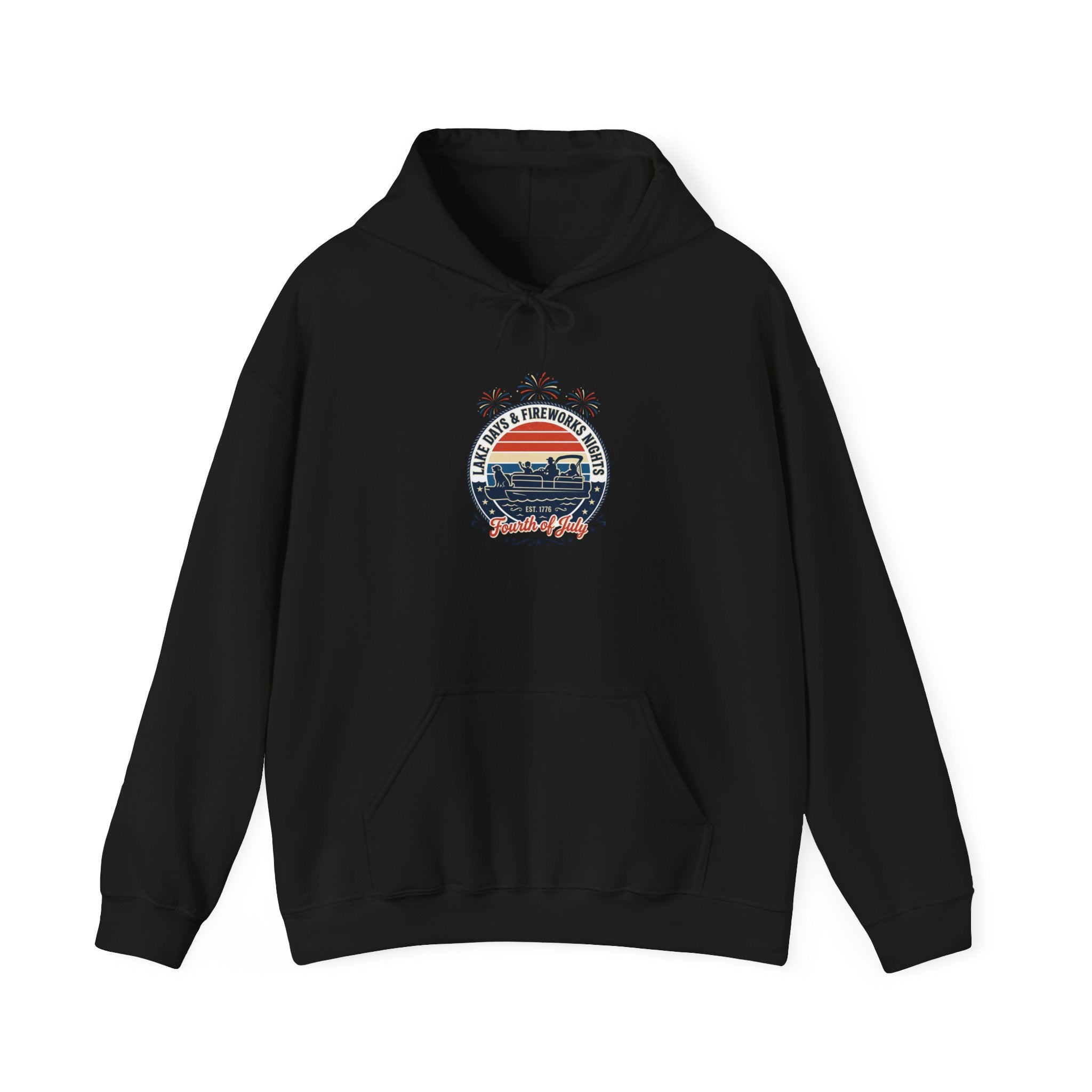 Retro Americana Sunset Hoodie | 4th of July, Vintage Distressed Patriotic Palette